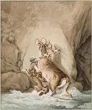 Johann Elias Ridinger, A fallow deer grabbed by a wolf