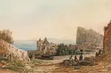 Thomas Ender, The Castle of Ischia, Naples, watercolour on paper