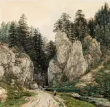 Thomas Ender, A gorge near Gutenstein, watercolour on paper