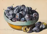 Leopold Zinnögger, Plums in a bowl