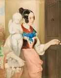 Moritz Michael Daffinger, The cupid seller, watercolour on paper