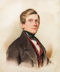 Karl von Saar, Portrait of a young man, watercolour on paper (in a leather case)
