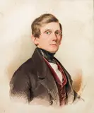 Karl von Saar, Portrait of a young man, watercolour on paper (in a leather case)