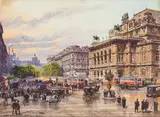 Friedrich Frank, View of the Vienna State Opera, watercolour on paper