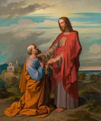 Joseph von Führich, Christ handing the keys to Saint Peter, 1851, oil on canvas, unframed