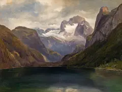 Wilhelm Steinfeld, View of lake Gosau and Dachstein, 1848, oil on paper on canvas