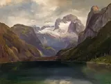 Wilhelm Steinfeld, View of lake Gosau and Dachstein, 1848, oil on paper on canvas