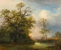 Joseph Höger, River landscape, oil on panel