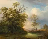 Joseph Höger, River landscape, oil on panel