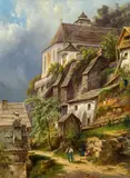Karl Haunold, The church of Hallstatt, 1871, oil on canvas