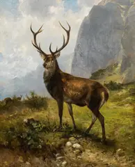 Ludwig Voltz, Stag in a mountainscape, 1890, oil on canvas