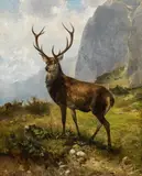 Ludwig Voltz, Stag in a mountainscape, 1890, oil on canvas