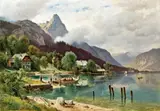 Ludwig Halauska, Weissenbach near Attersee with view of the Schoberstein
