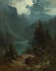 Edward Theodore Compton, Obersee in the moonlight, 1873, oil on canvas