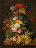 Franz Xaver Petter, Still life with flowers, grapes and a bird's nest, 1815, oil on canvas