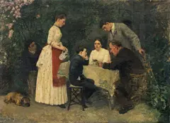 Josef Engelhart, Portrait of the family of Josef Engelhart, oil on canvas; original frame