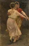 Josef Engelhart, Dancing laundresses (Study for "Ball auf der Hängstatt")