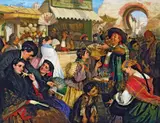 John Bagnold Burgess, The fan seller, oil on canvas