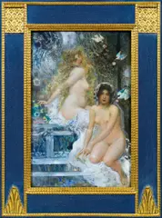 Eduard Veith, Two female nudes, oil on panel