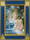 Eduard Veith, Two female nudes, oil on panel