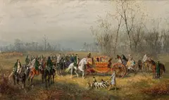 Alexander von Bensa, Departure for the hunt, oil on canvas