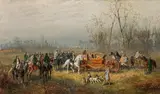 Alexander von Bensa, Departure for the hunt, oil on canvas