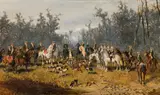 Alexander von Bensa, A successful deer hunt, oil on canvas