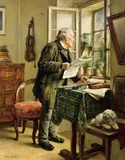 Anton Müller, Good news, oil on panel