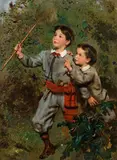 Anton Romako, Two children catching butterflies