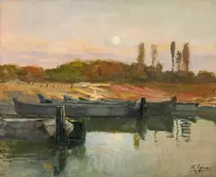 Marie Egner, Lido di Venezia, mixed media on cardboard