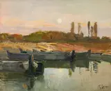 Marie Egner, Lido di Venezia, mixed media on cardboard
