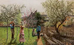 Theodor von Hörmann, Springtime in the garden, near Vienna, c. 1886, oil on canvas
