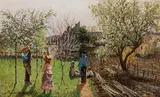 Theodor von Hörmann, Springtime in the garden, near Vienna