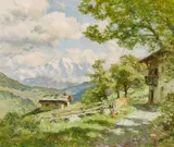 Edward Harrison Compton, Stubaital near Neustift, oil on canvas