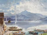 Egon Stoitzner, Mondsee with Schafberg, c. 1930, oil on canvas