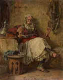 Paul Joanovits, An Albanian soldier smoking, 1900, oil on panel