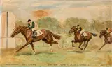 Carl Franz Bauer, A horse race, 1948, oil on cardboard