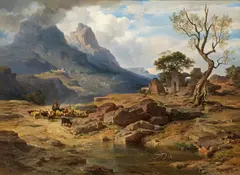Albert Emil Kirchner, Mountainscape in South Tyrol (?), 1873, oil on panel