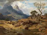 Albert Emil Kirchner, Mountainscape in South Tyrol (?), 1873, oil on panel