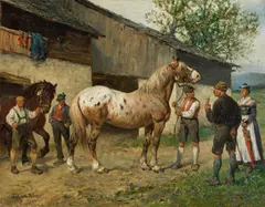 Julius von Blaas, At the horse trader, oil on canvas