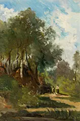 Josef Brunner, Landscapes in summer (a pair), c. 1860, oil on panel