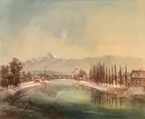 Jakob Canciani, View of Villach with the Mittagskogel in the background, oil on canvas