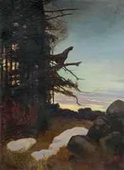 Forest glade with capercaillie cock by Karl Ritter von Dombrowski, oil on canvas, sold Feb 2018