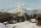 Konrad Petrides, View of the Schneeberg and Rax, oil on canvas