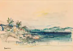 Albert Saverys, Landscape, watercolour on paper