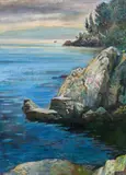 Coast landscape by Ludwig Heinrich Jungnickel, oil on canvas, sold Feb 2018
