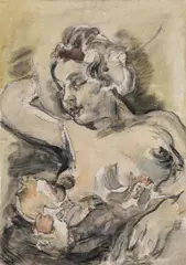 Walter Jacob, Mother with child (wife and daughter of the artist), 1935/1936, oil on canvas