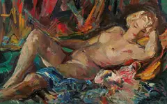 Wilhelm Kaufmann, Lying female nude, oil on canvas