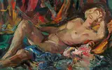 Wilhelm Kaufmann, Lying female nude, oil on canvas