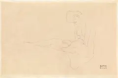 Gustav Klimt, Sitting nude to the left, 1904, pencil on paper